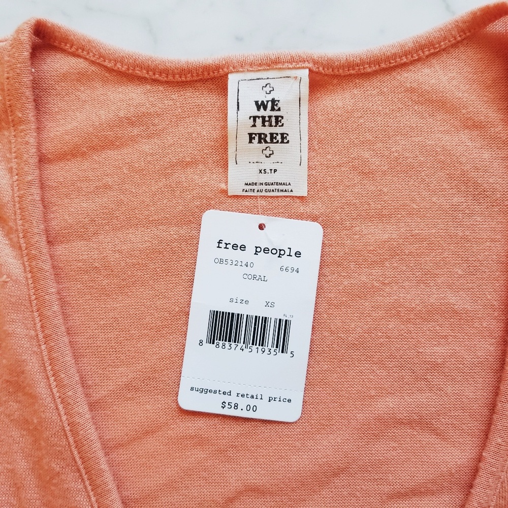 🌿NWT Free People Surplice Tee Coral - XS - Picture 4 of 6
